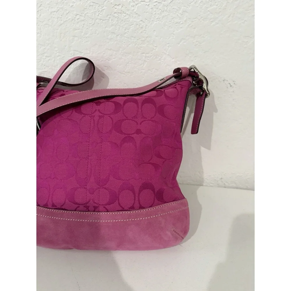 Coach Signature C Hot Pink Hobo Shoulder Bag Purse Vintage Y2K # 9362 - Picture 2 of 13